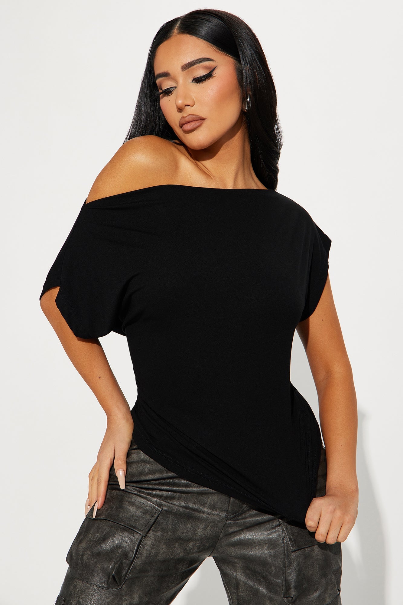 Don't Mind Me One Shoulder Top - Black image 5