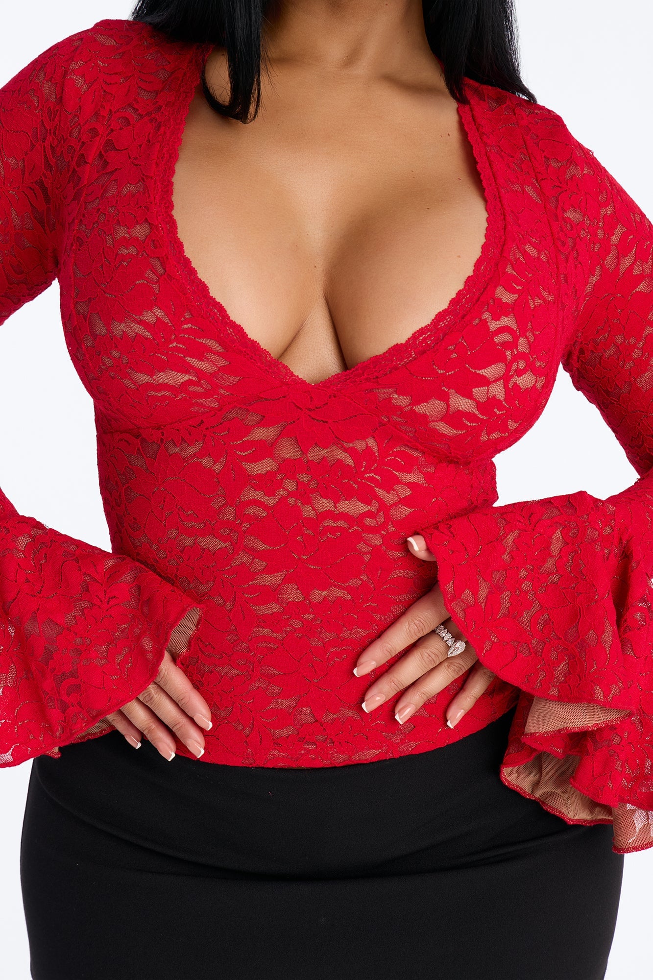 Long Time Lover Ruffle Long Sleeve Top - Red image 7