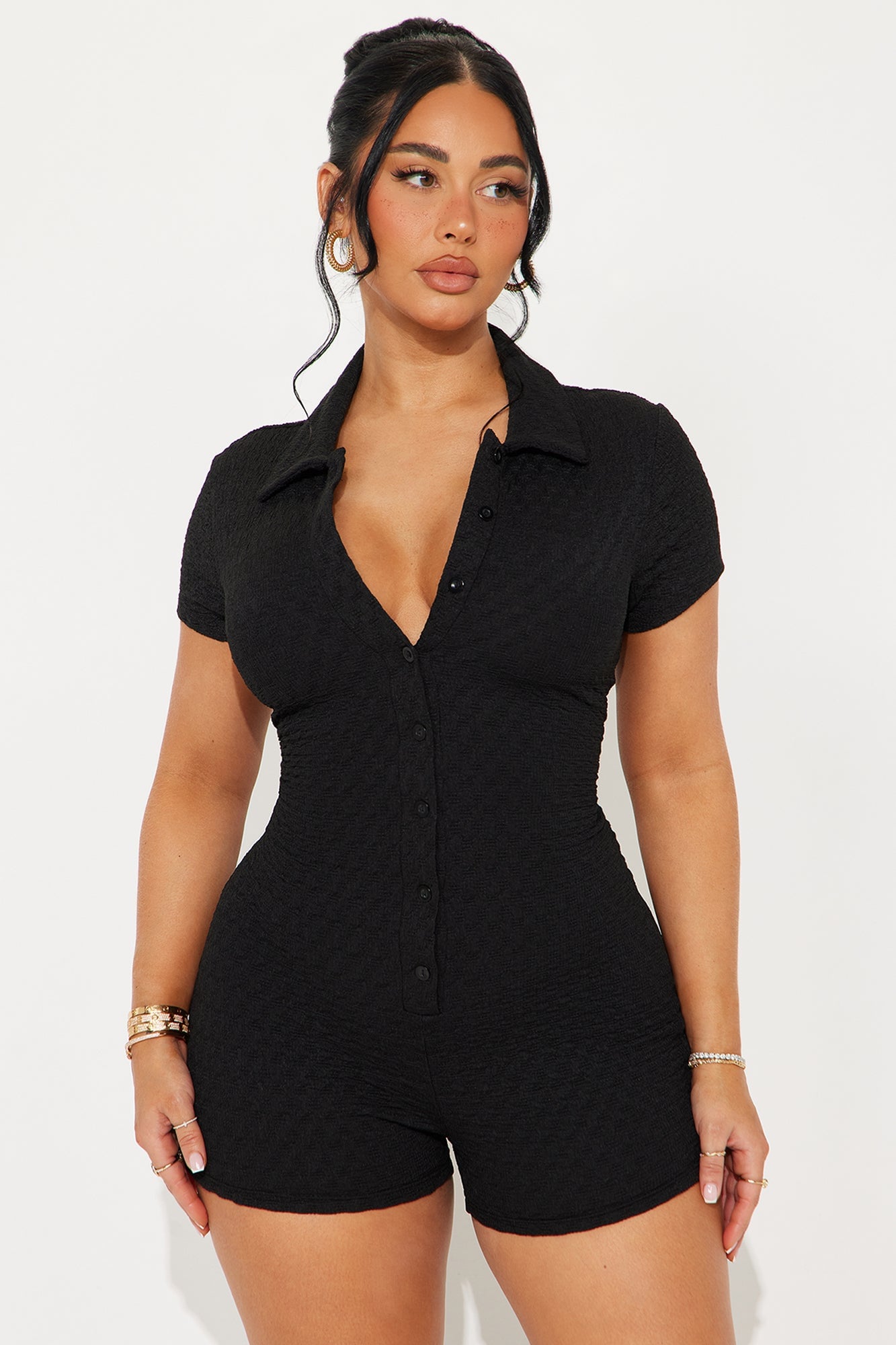Thalia Textured Romper - Black image 2