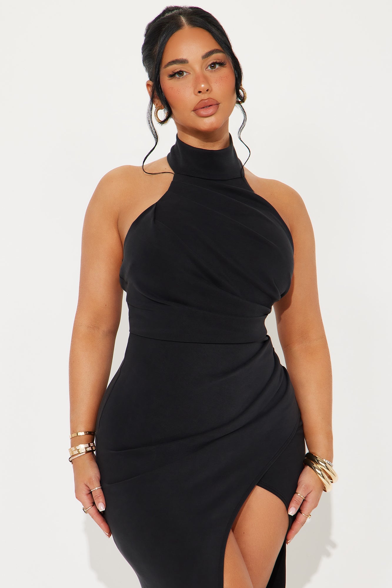 Josefina Ruched Midi Dress - Black image 5
