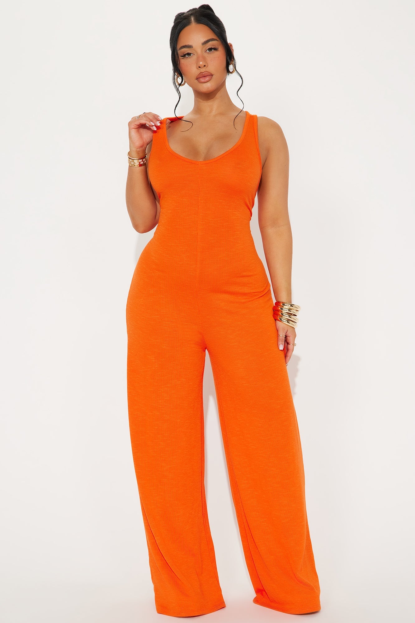 Making My Way Ribbed Jumpsuit - Orange image 4