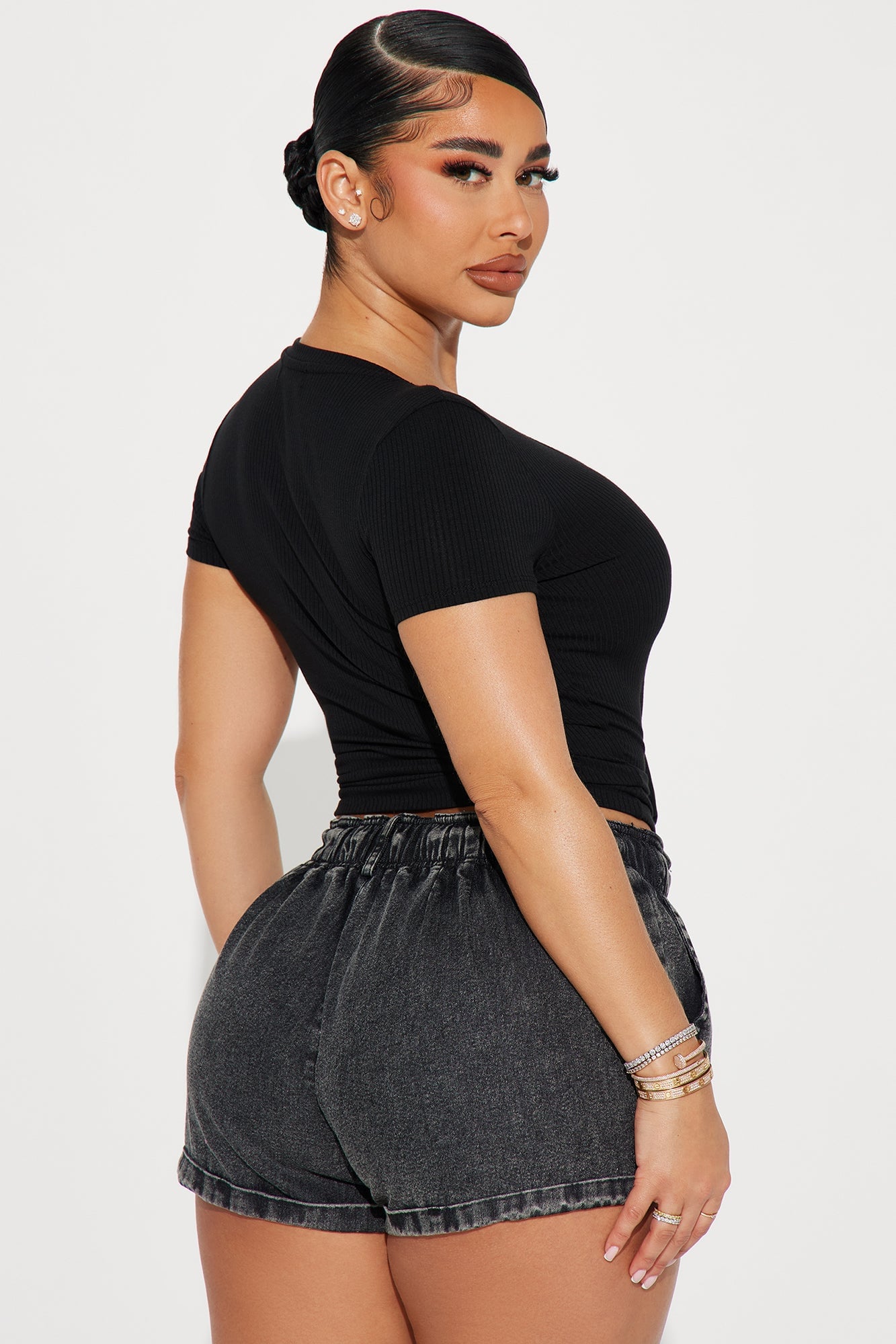 Natalie Ribbed Tee - Black image 6