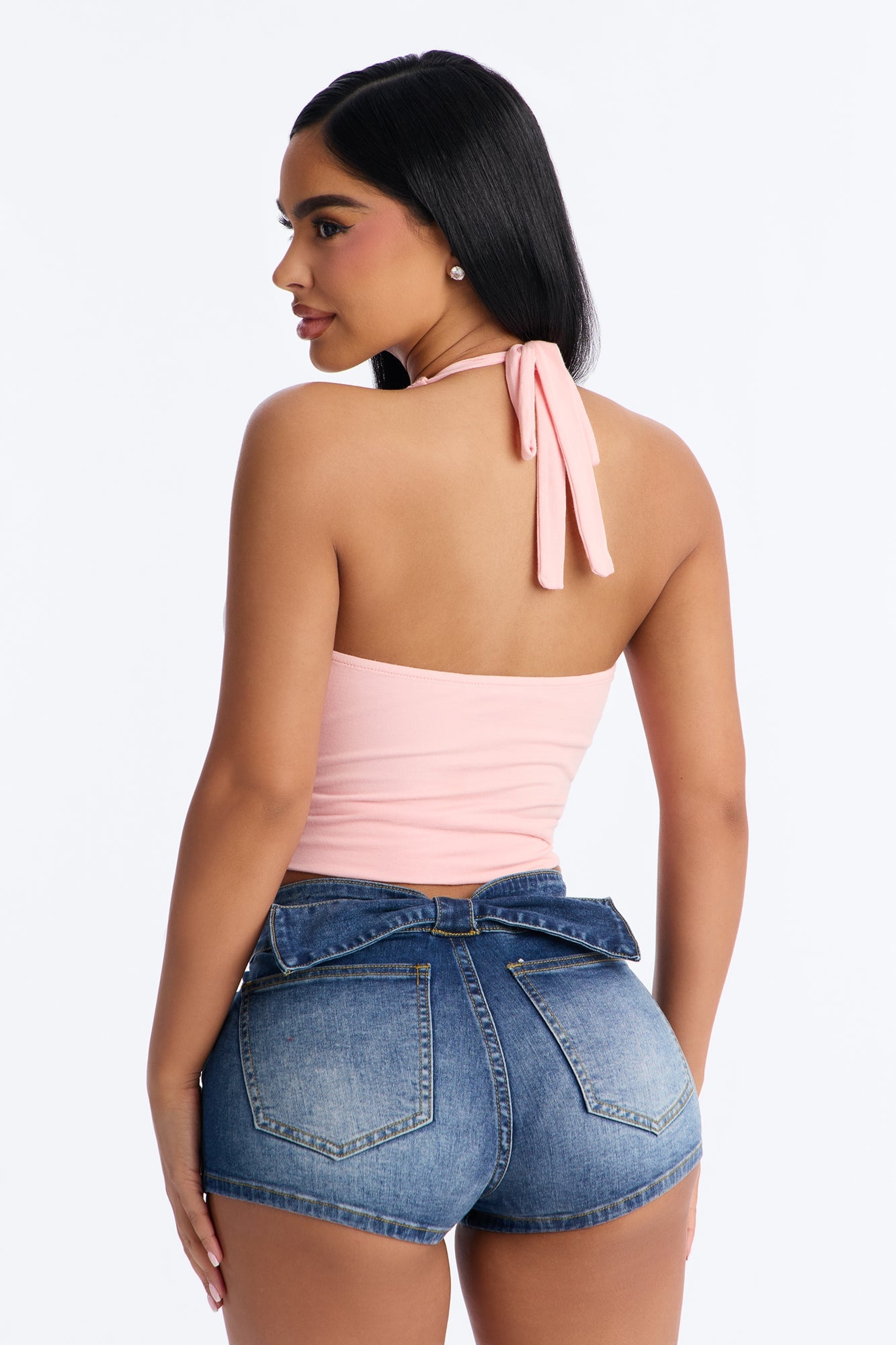 Gigi Double Lined V Neck Halter Top - Pink image 3