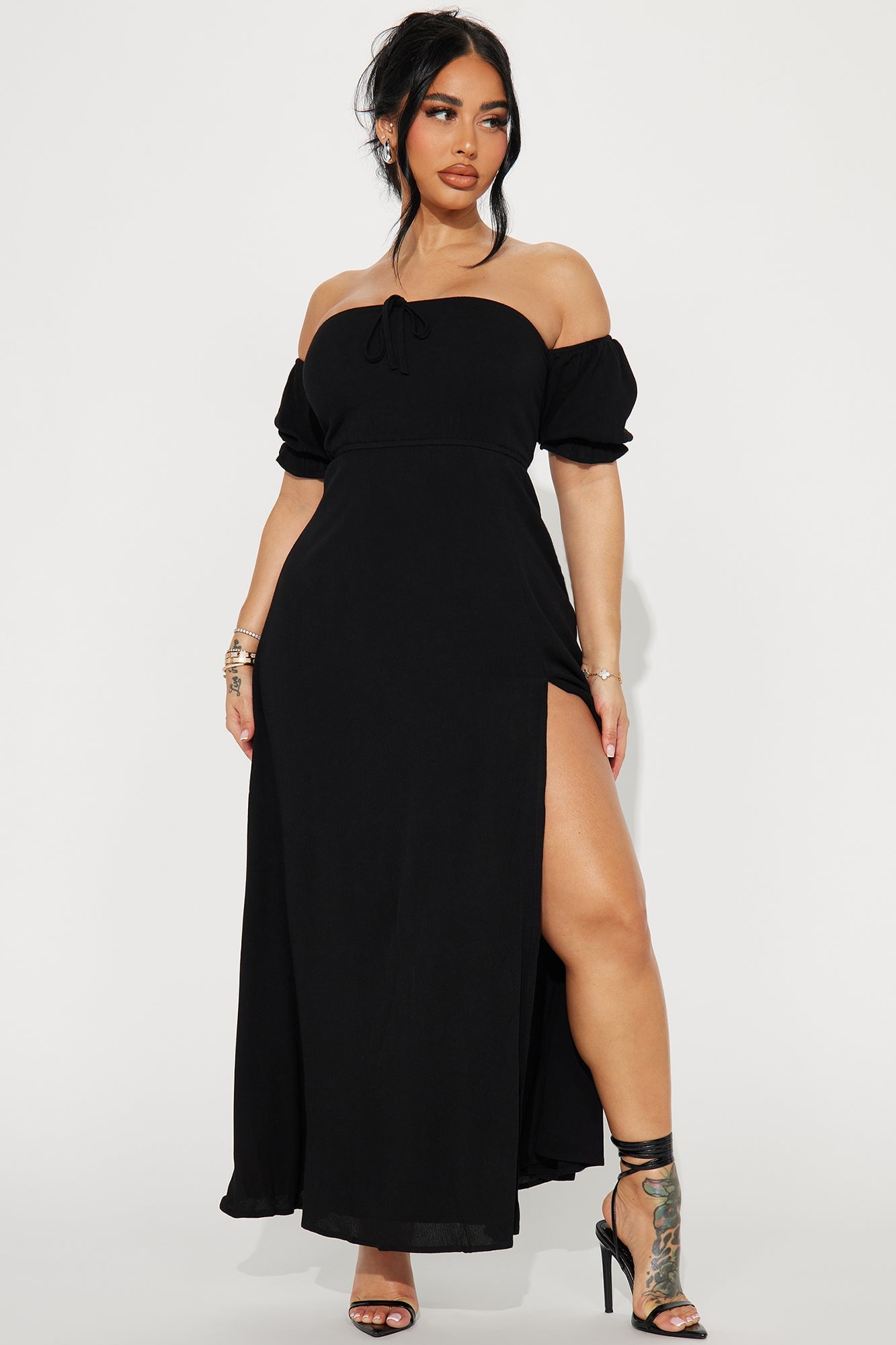 Lily Off Shoulder Maxi Dress - Black image 4