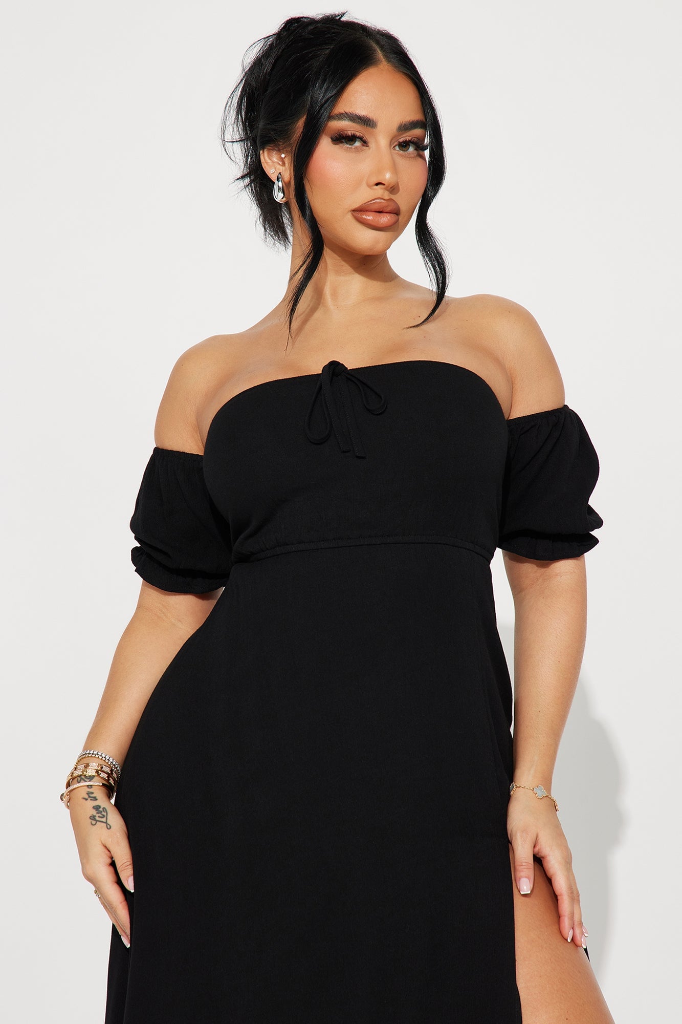 Lily Off Shoulder Maxi Dress - Black image 5