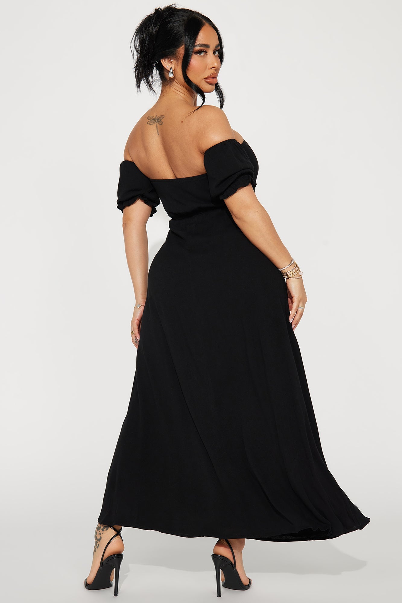 Lily Off Shoulder Maxi Dress - Black image 6