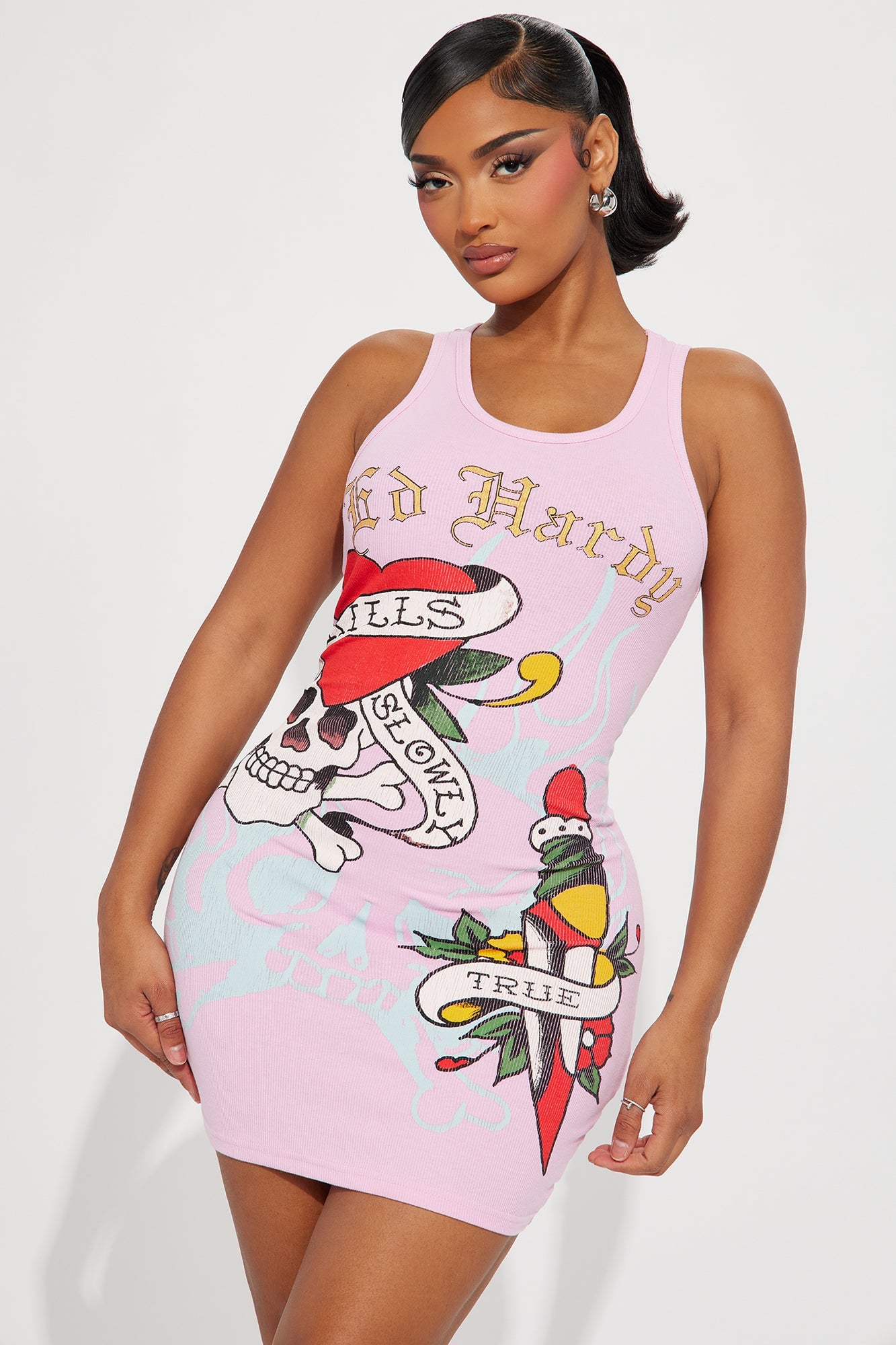 Ed Hardy Retro Flash 1 Tank Dress - Pink image 5