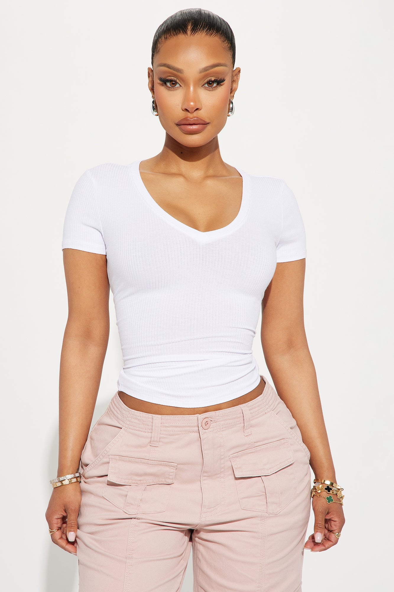 Natalie Ribbed Tee - White image 4
