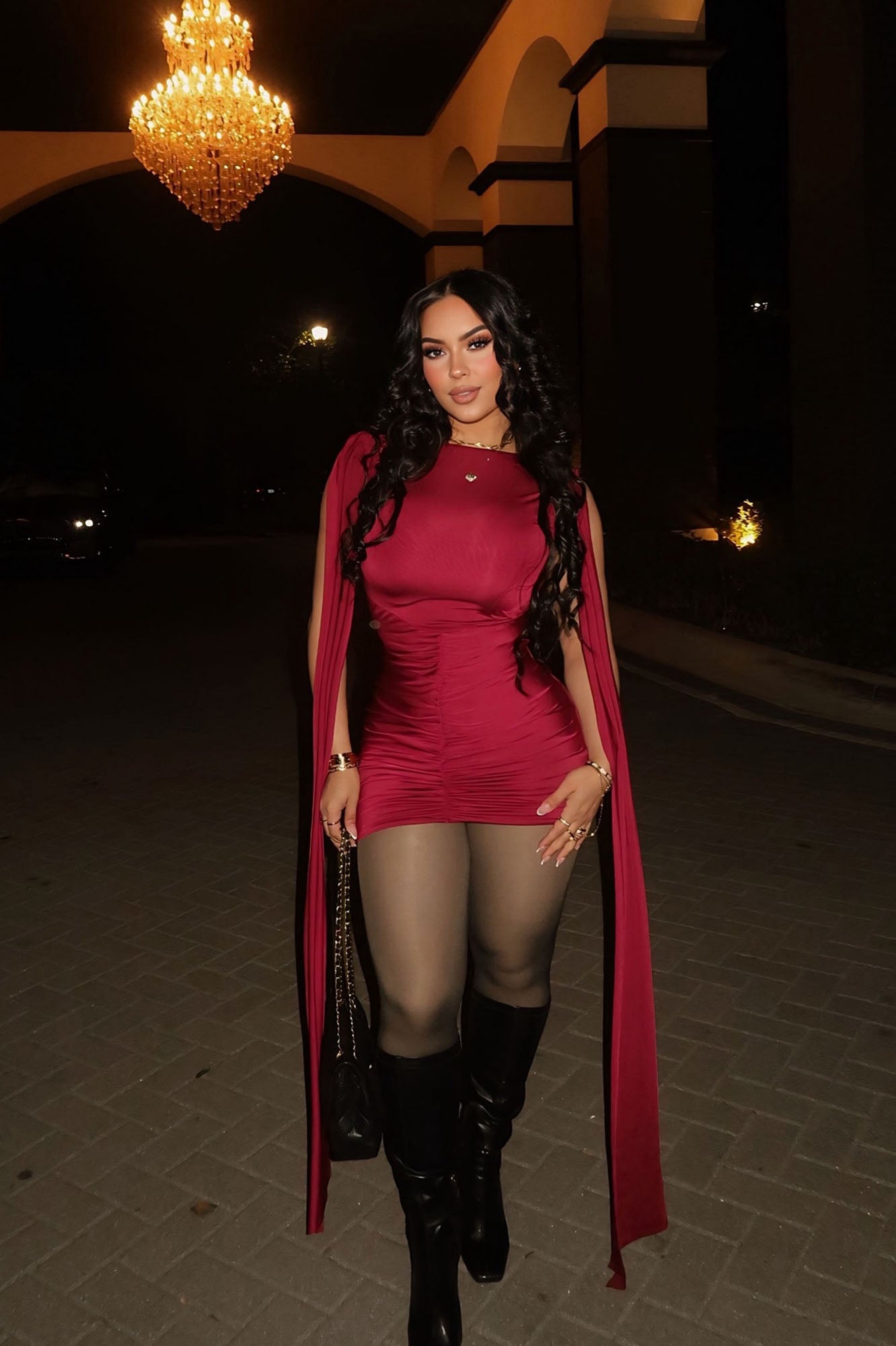 Coralie Ruched Draped Mini Dress - Wine image 5