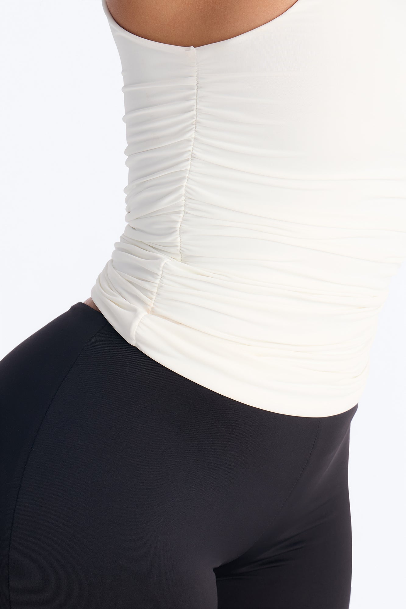 Subtle Intentions Ruched Mock Neck Sleeveless Top - Ivory image 6
