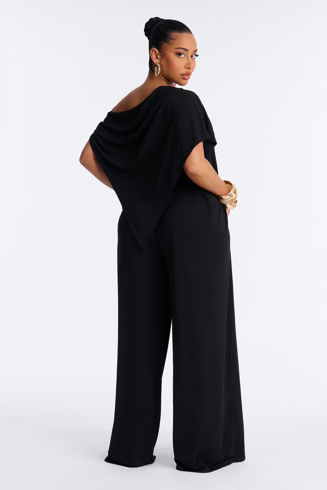 Shanti Asymmetrical Wide Leg Jumpsuit - Black image 7