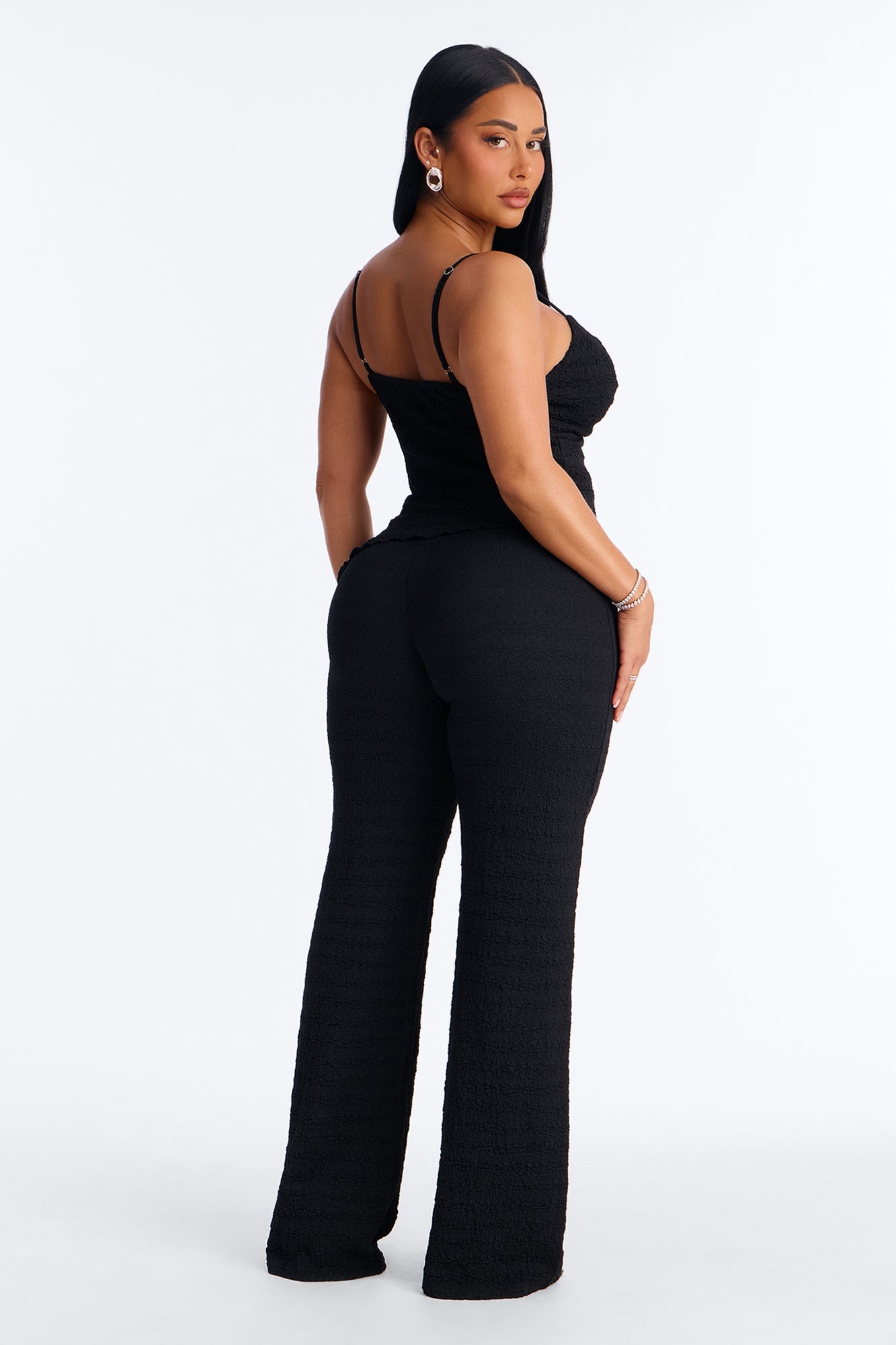 Naomi Asymmetrical Textured Pant Set - Black image 7
