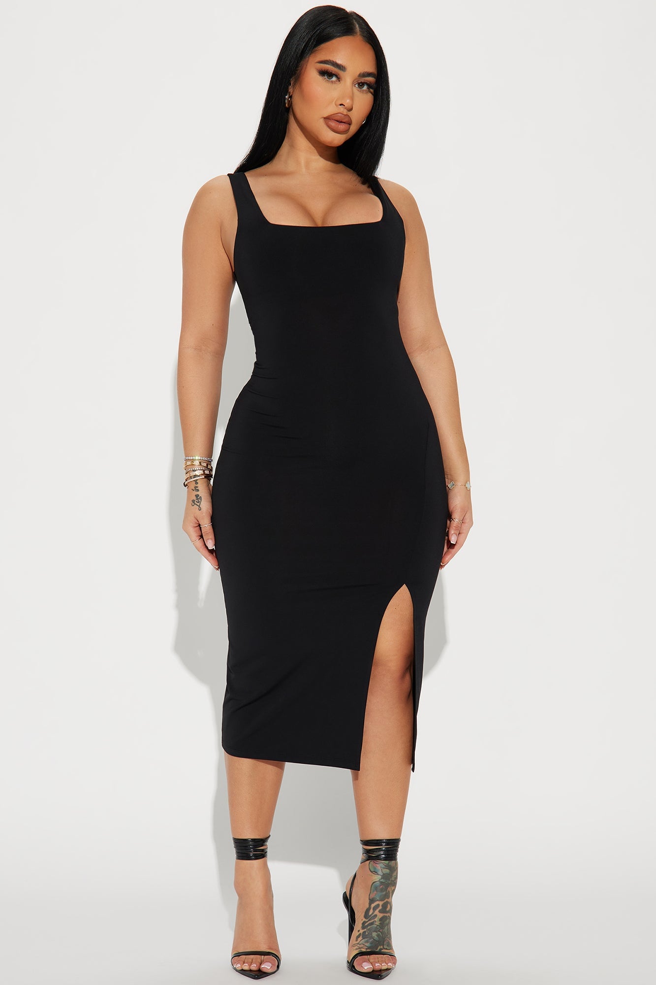 Kiss Me Sleeveless Midi Dress - Black image 4