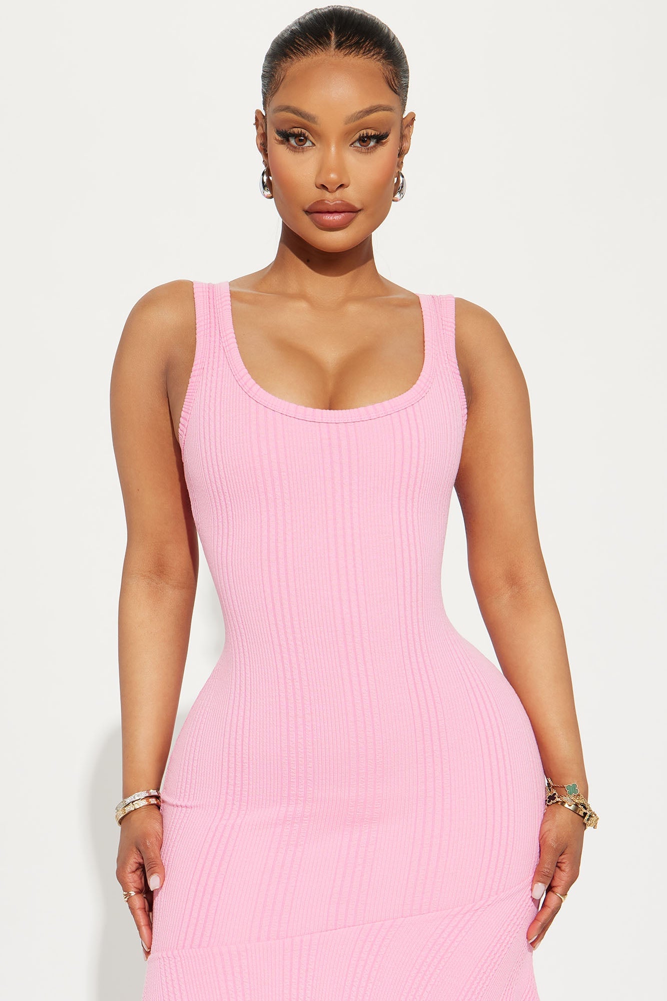 Alana Textured Midi Dress - Pink image 5