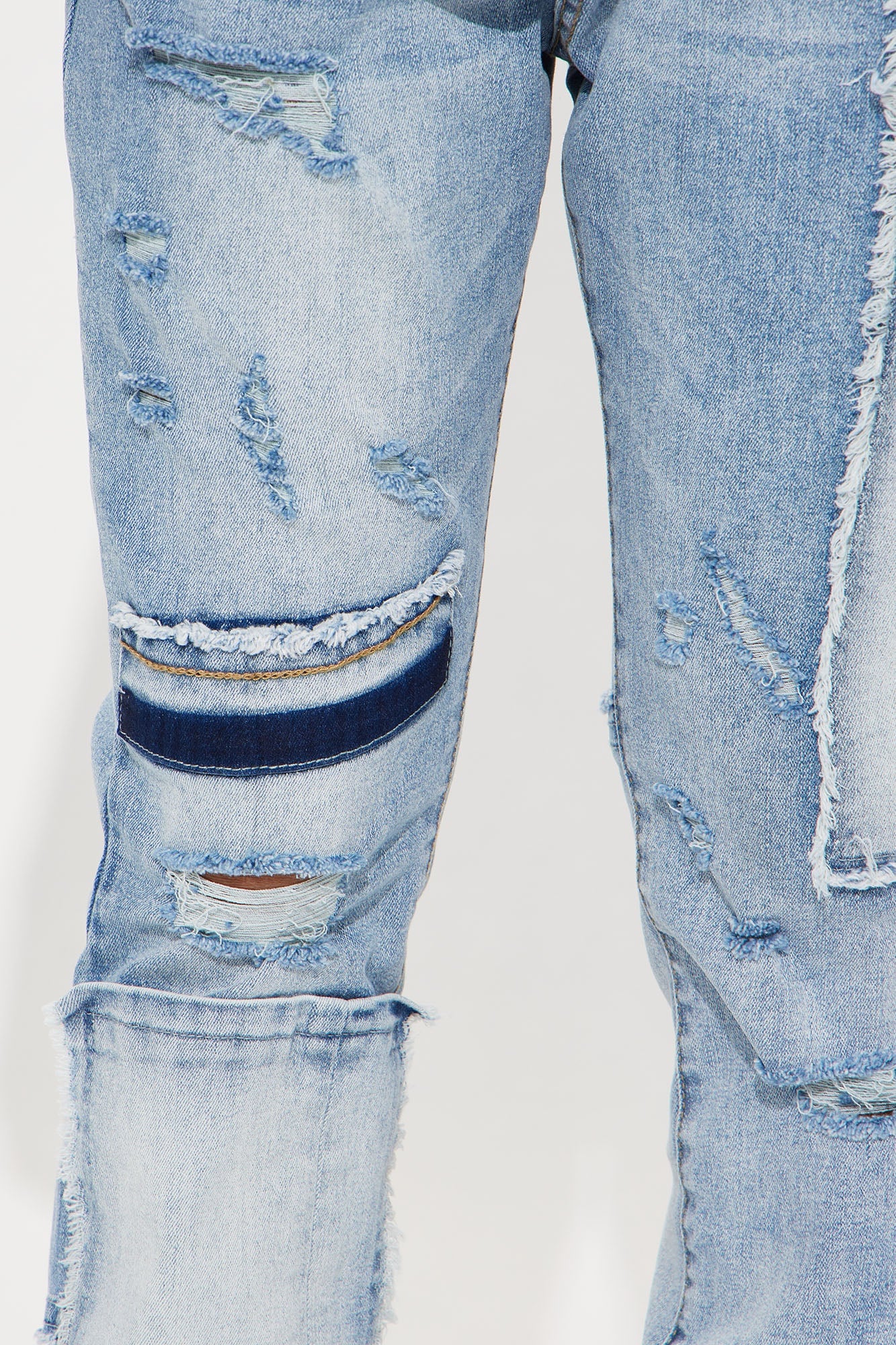 Mini Seam Frey Front Rip Knee Flare Pant - Medium Wash image 3