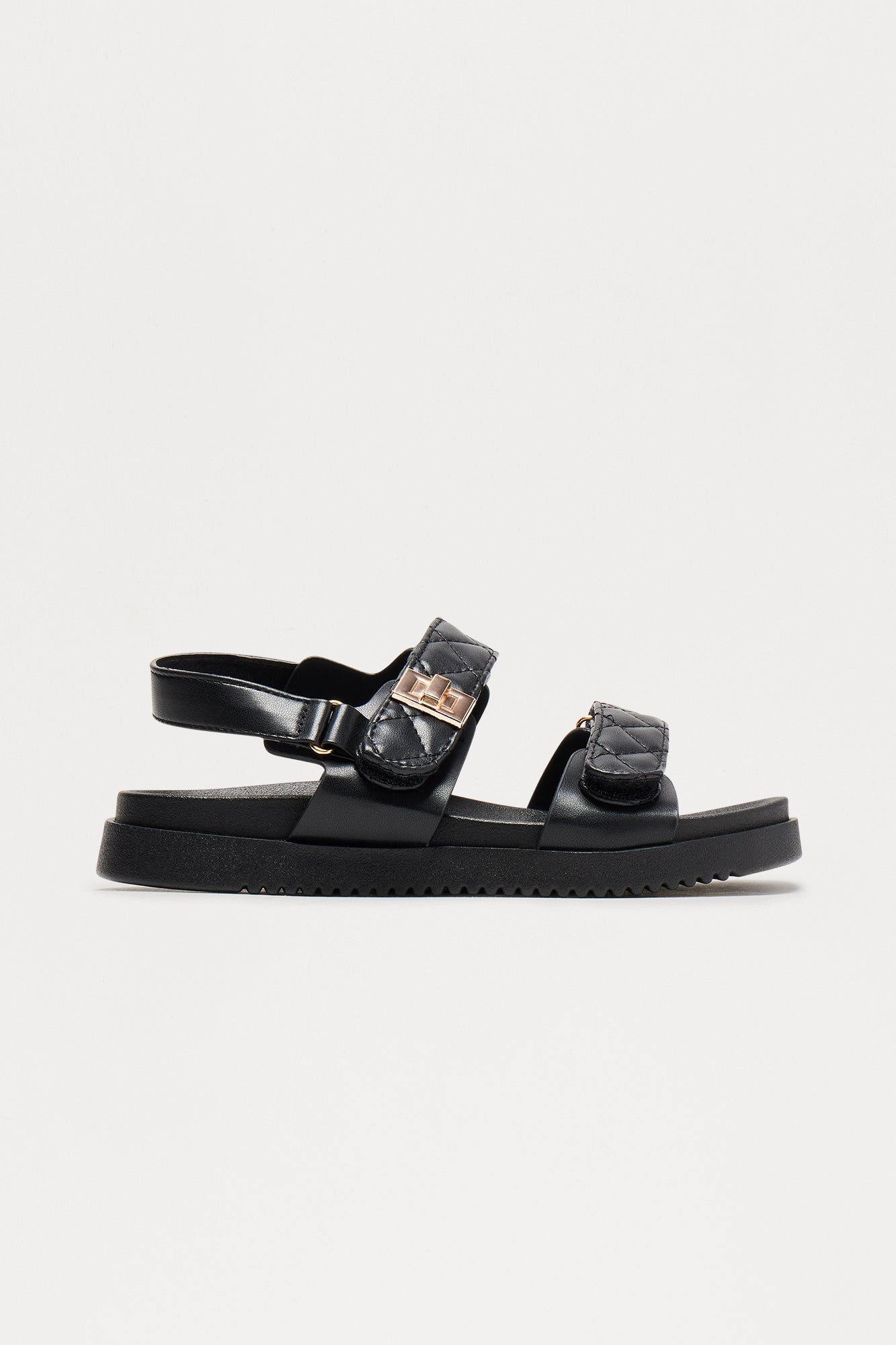 Nathan Quilted Strap Sandals - Black image 3