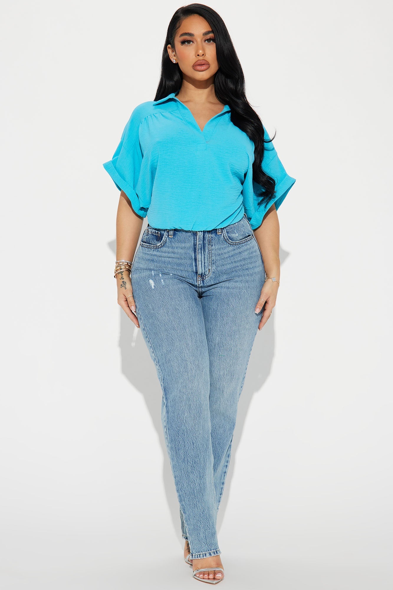 Breezy Day Blouse Top - Aqua image 5