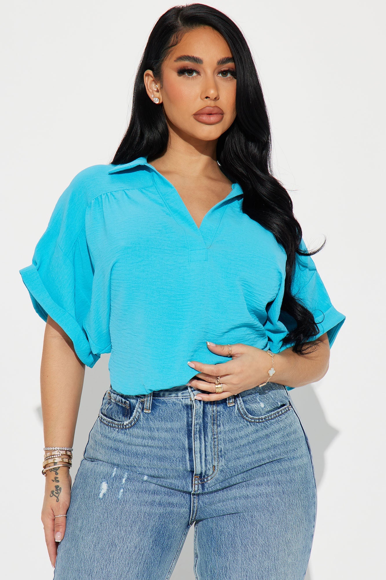 Breezy Day Blouse Top - Aqua image 4