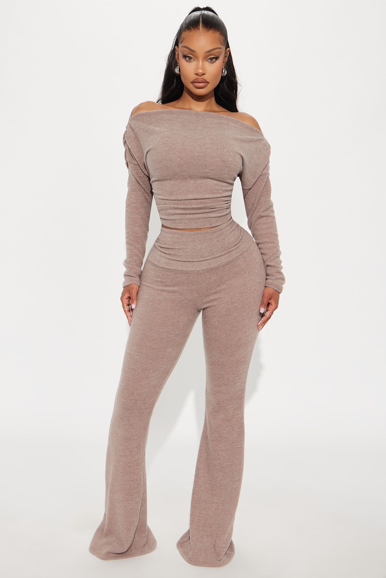 Shayla Off Shoulder Pant Set - Mocha image 4