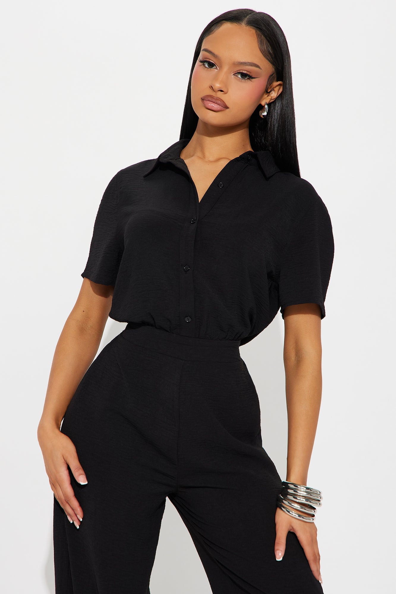 Makenzie Short Sleeve Jumpsuit - Black image 5