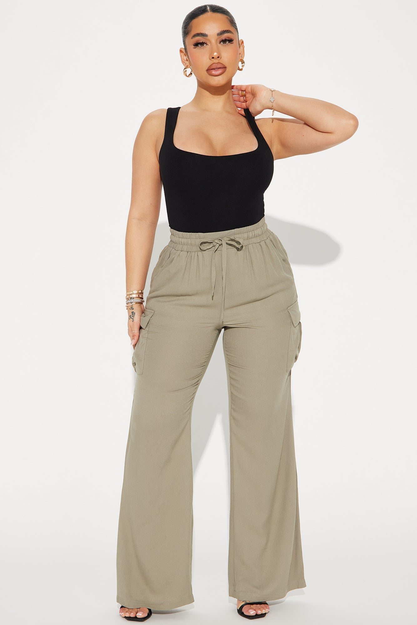 Camilla Wide Leg Cargo Pant - Charcoal image 4
