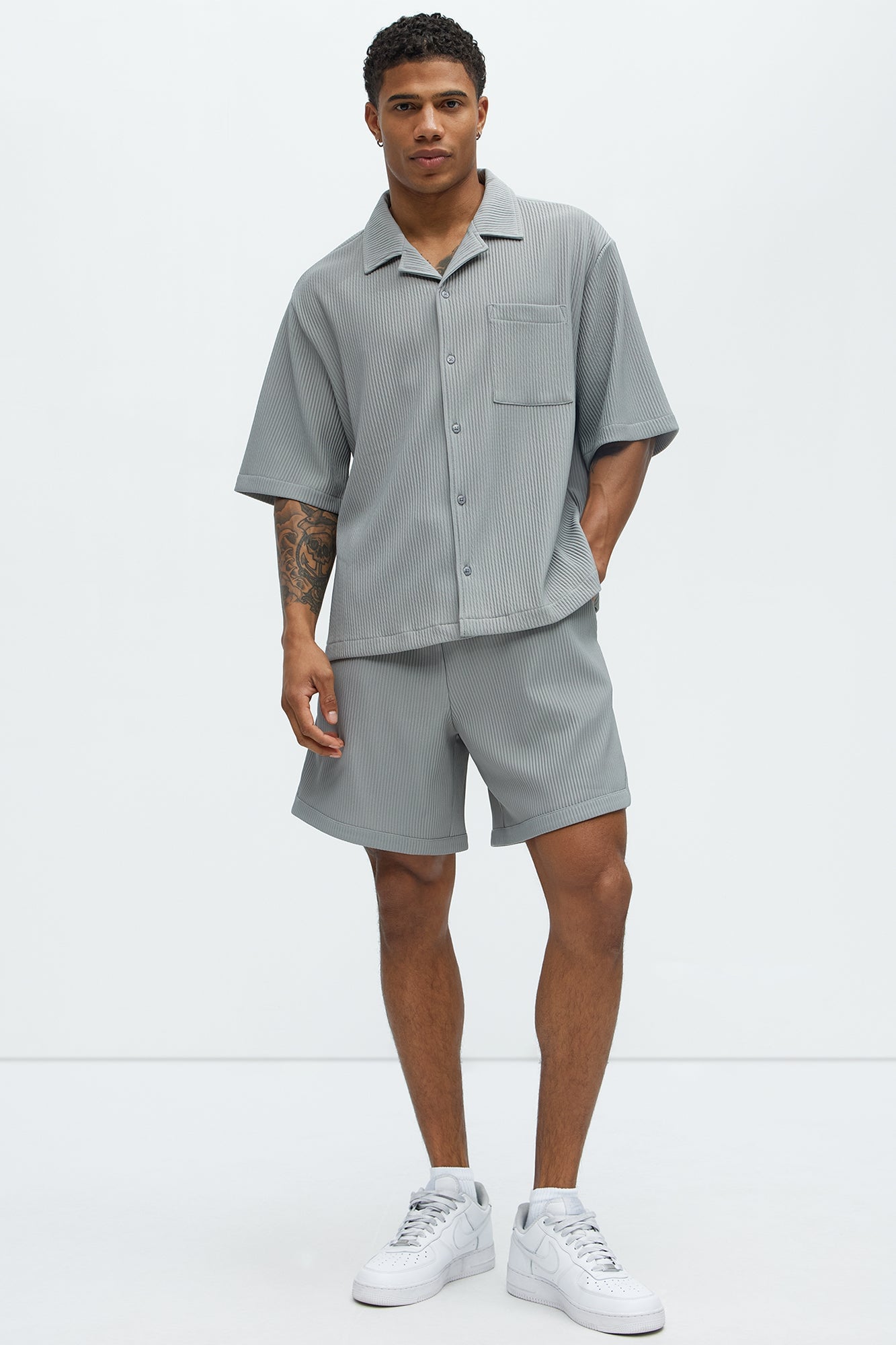 Show Up Short Sleeve Cuban Shirt - Grey image 6