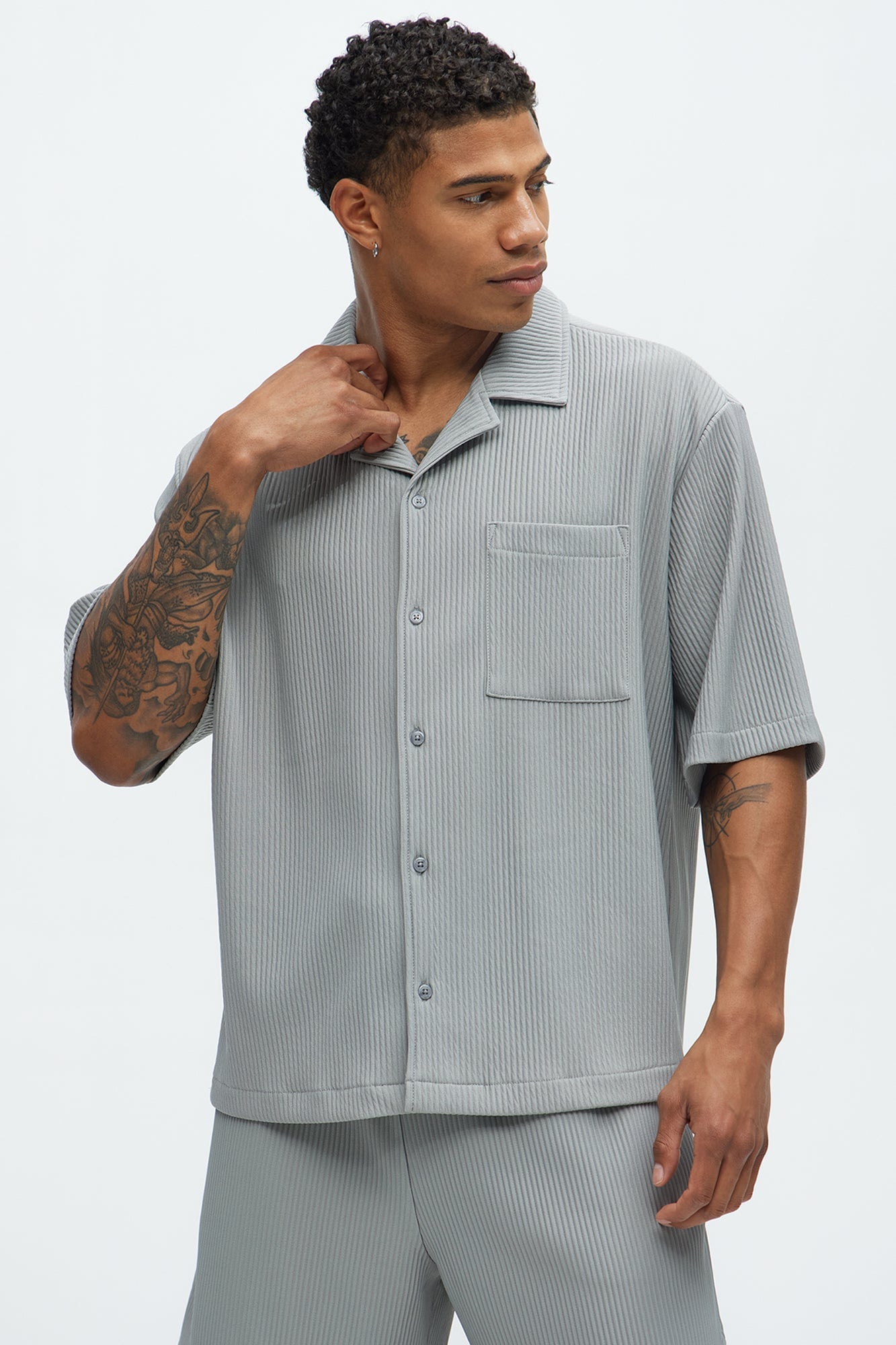 Show Up Short Sleeve Cuban Shirt - Grey image 5