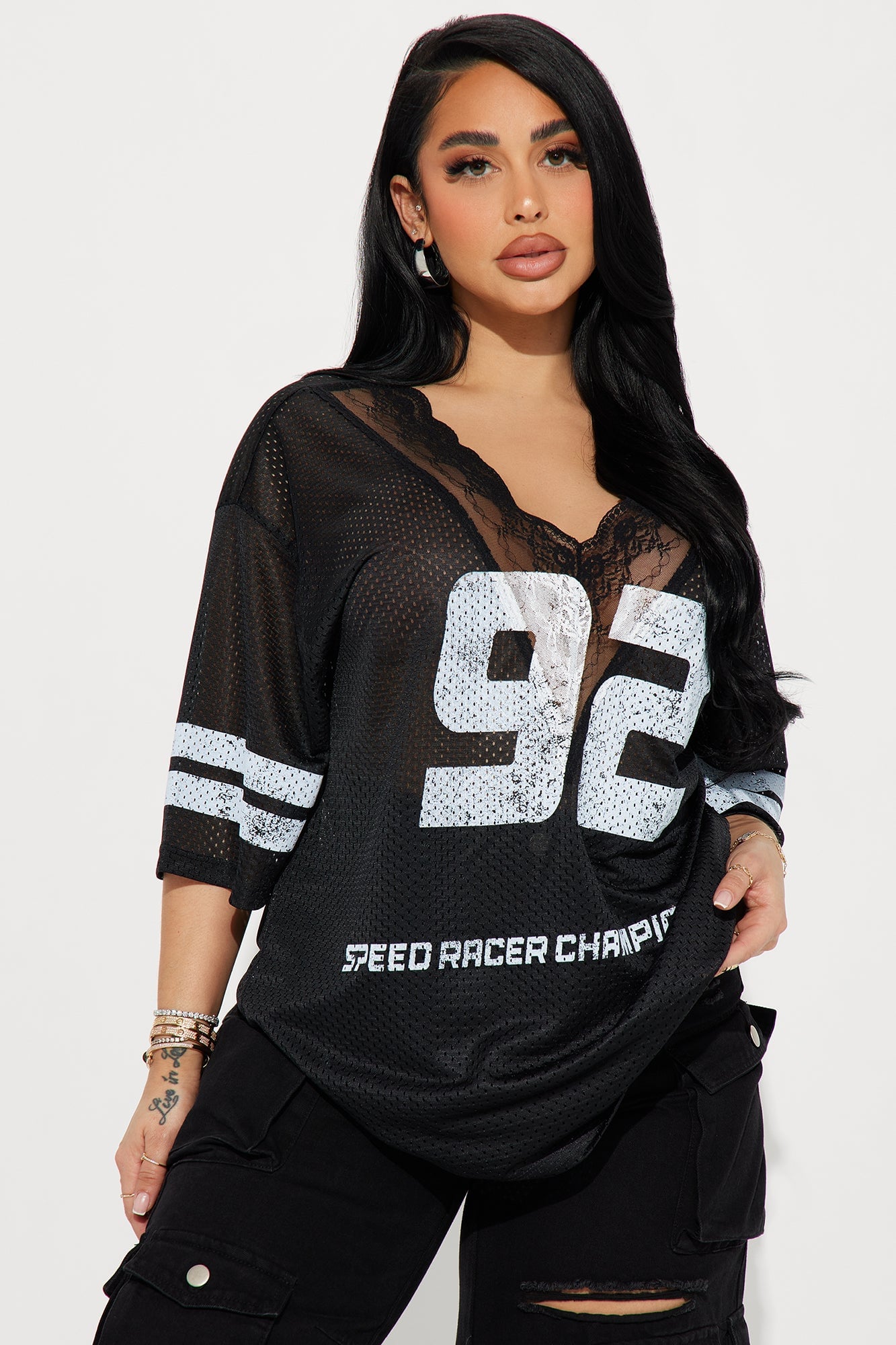 Box Suite Lace Jersey Tee - Black image 5