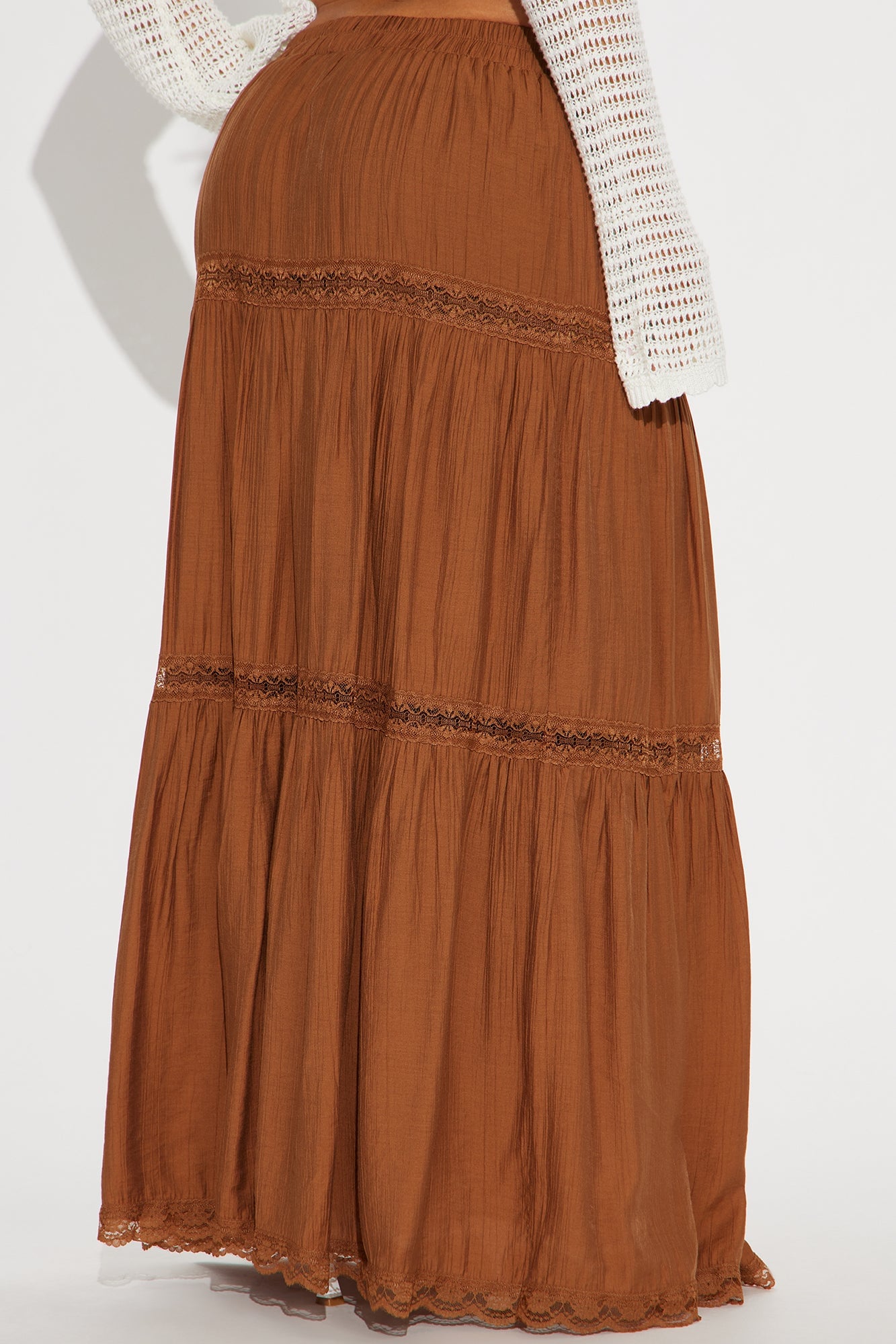 Natalia Tiered Gauze Maxi Skirt - Brown image 6