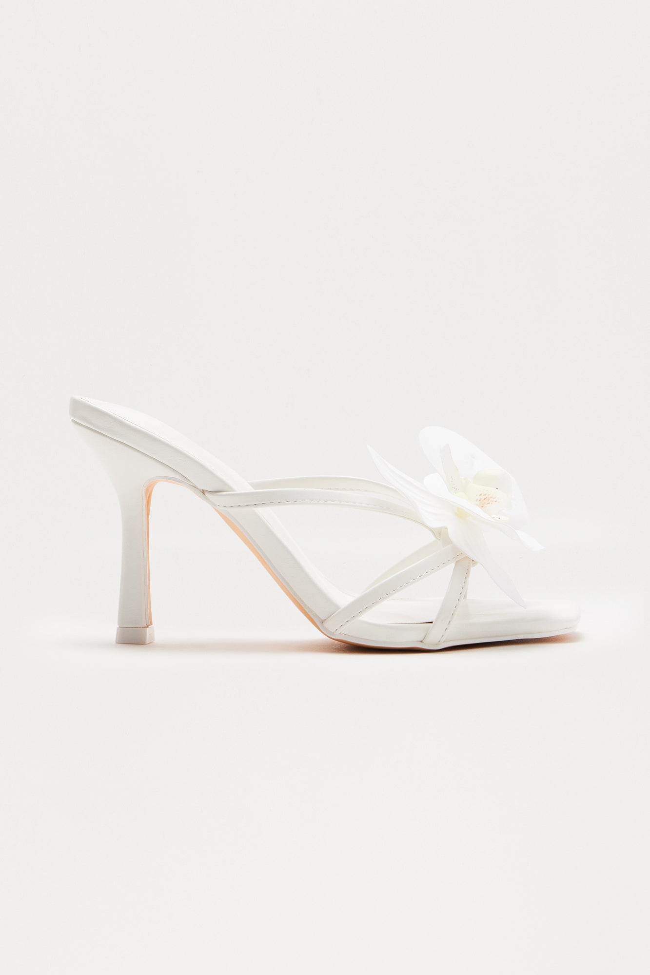 Orelia Flower Faux Leather Mules - White image 3