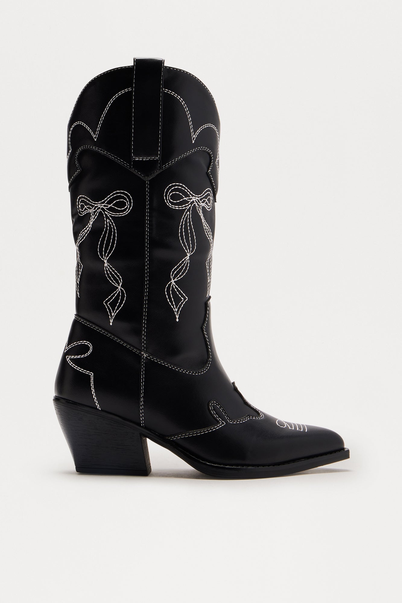 Lasso Bow Cowboy Boots - Black image 1