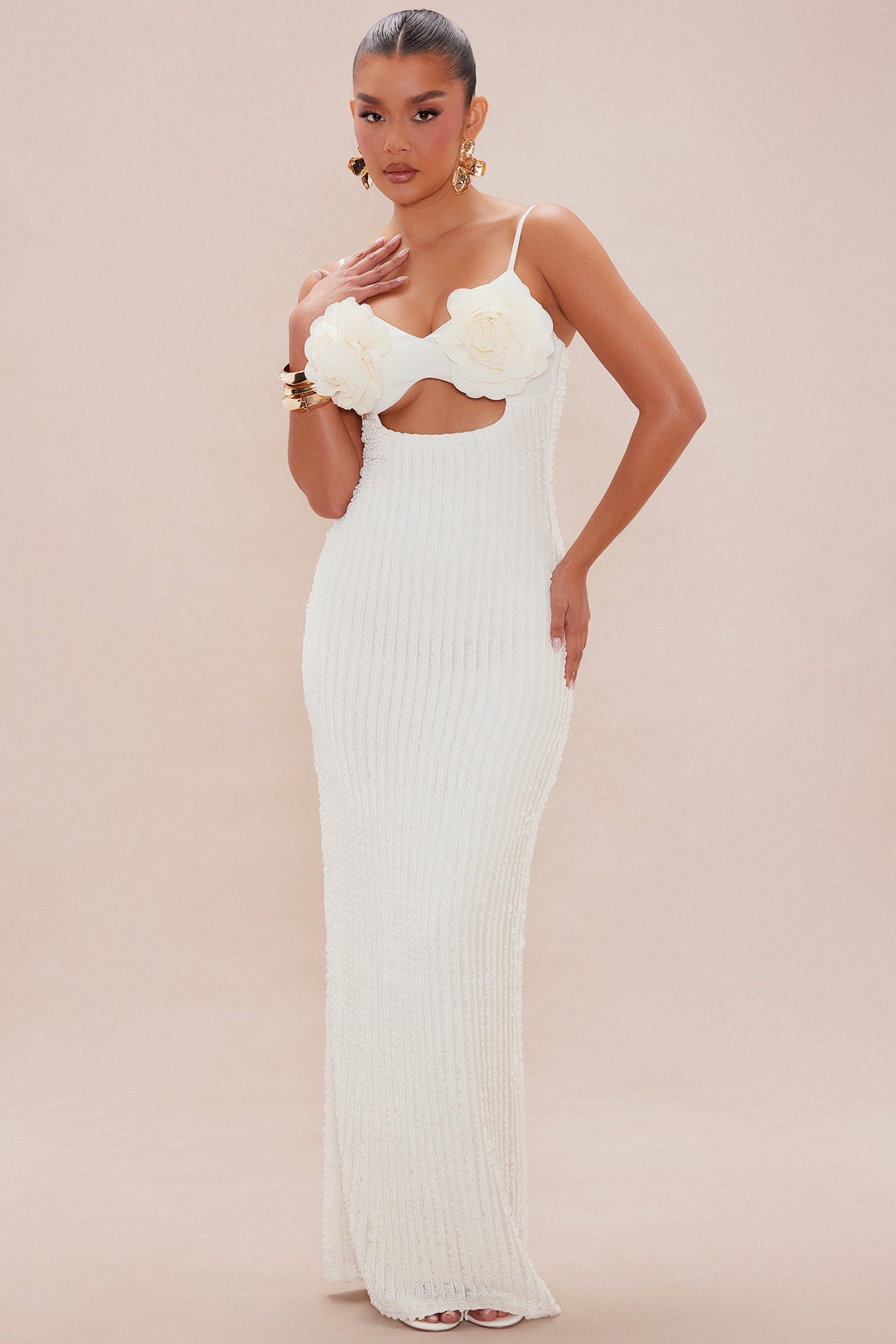 Mara Textured Maxi Dress - Cream image 2