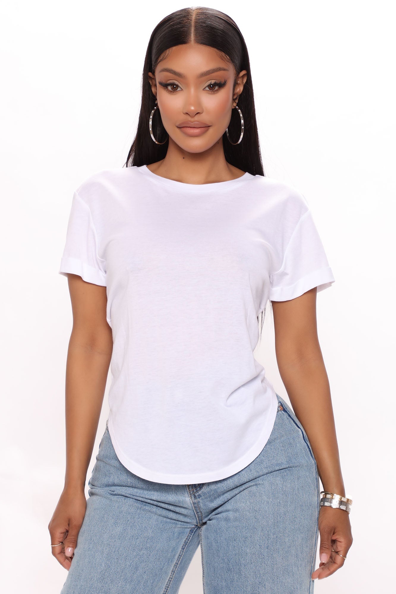 Annie Cuffed Short Sleeve Top - White image 5
