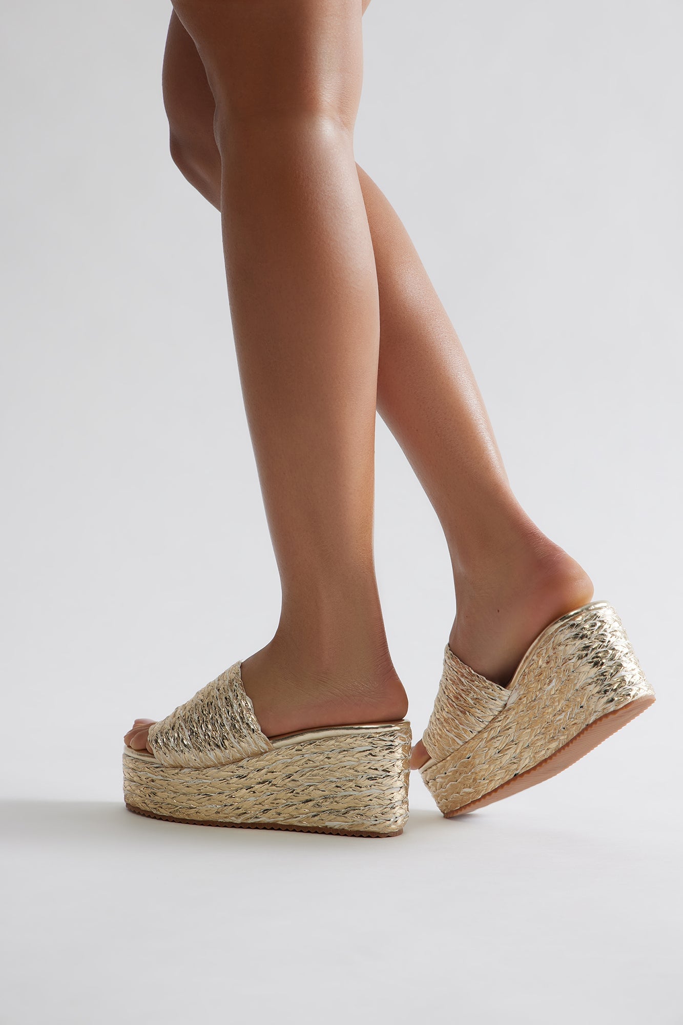 Amby Jute Platform Wedges - Gold image 5