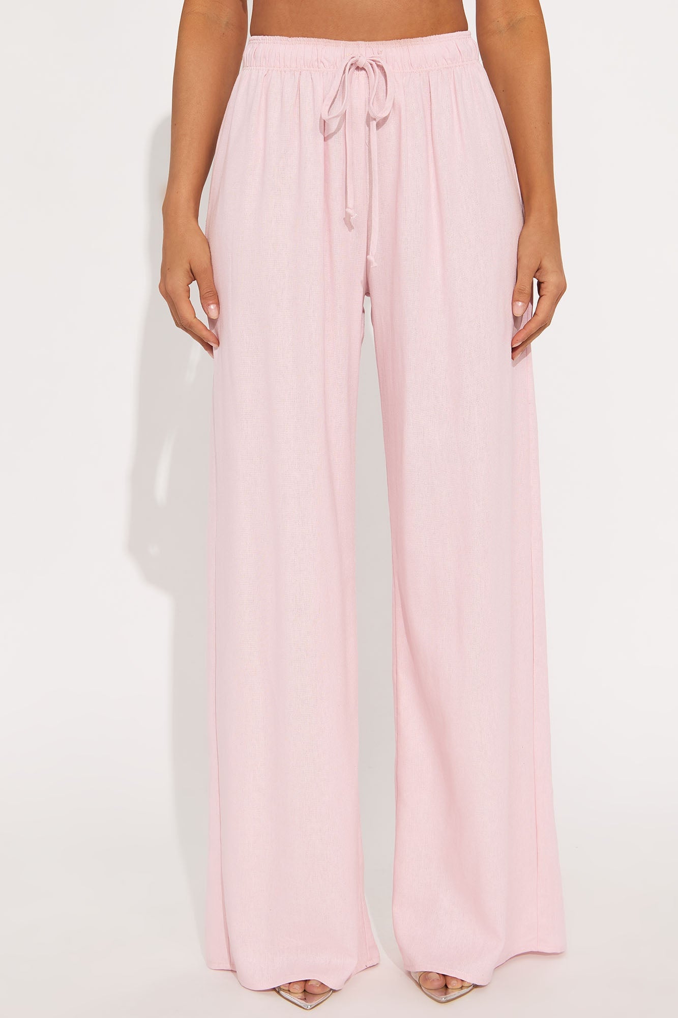 Mila Linen Wide Leg Pant - Pink image 5