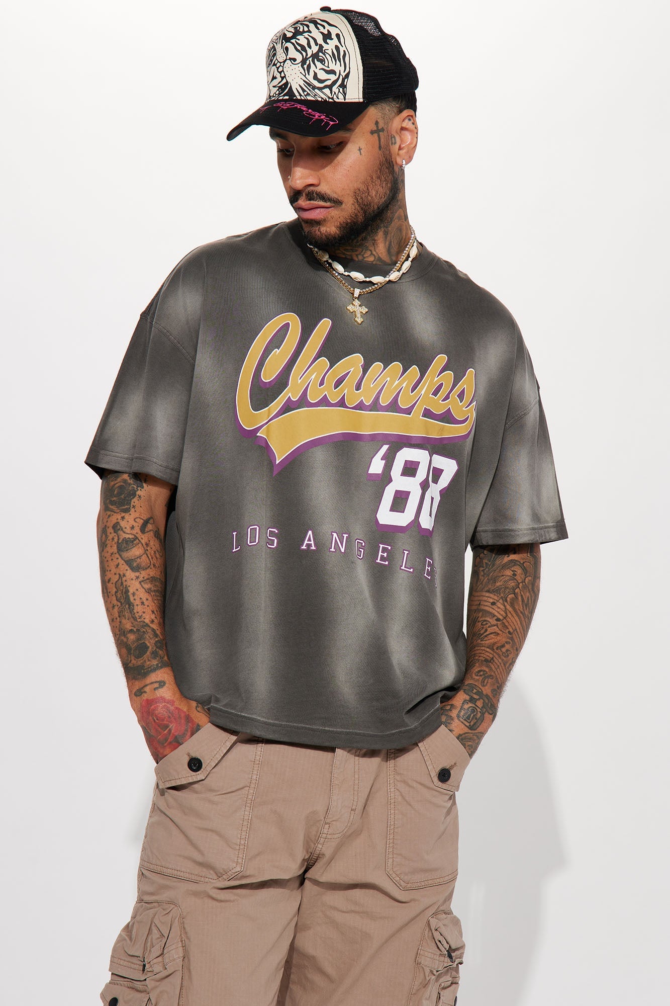 Eighty Eight Champs Oversized Short Sleeve Tee - Grey image 3