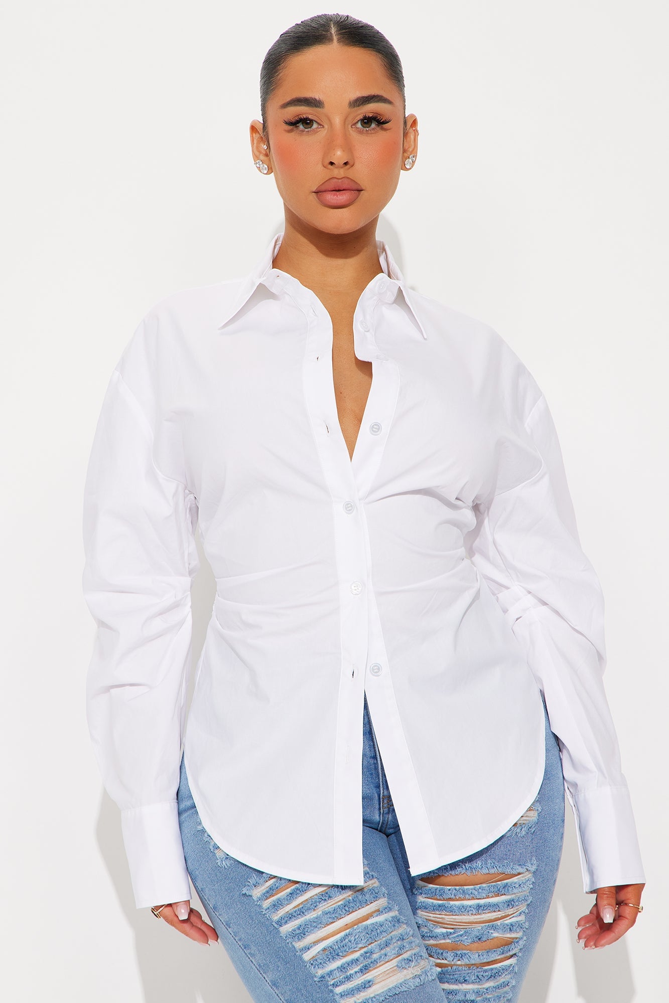 Alaia Poplin Button Up Shirt - White image 4