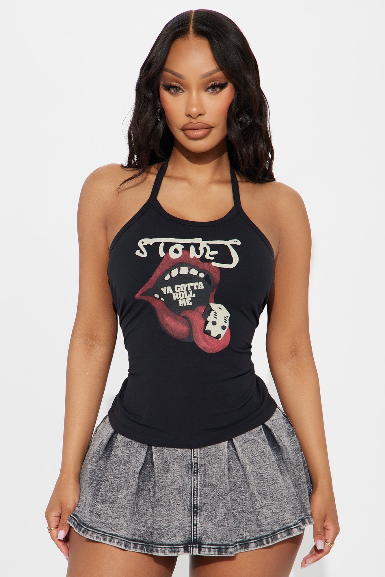 Rolling Stones Dices Halter Top - Black image 4