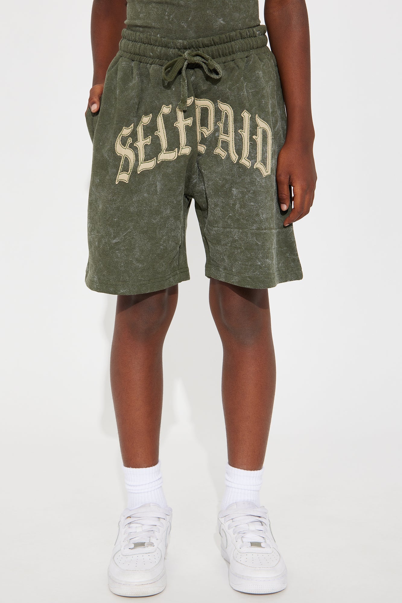 Mini Self Paid Sweatshorts - Olive image 2
