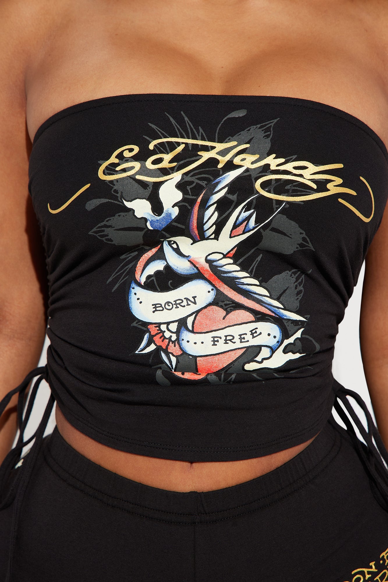 Ed Hardy Bird And Hearts Tube Top - Black image 4