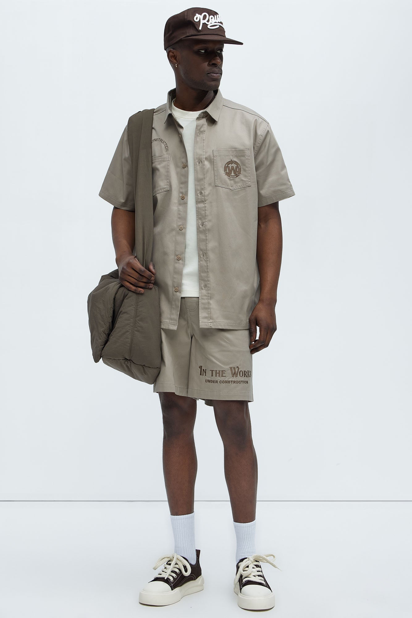 In The Works Short Sleeve Button Up Shirt - Stone image 6