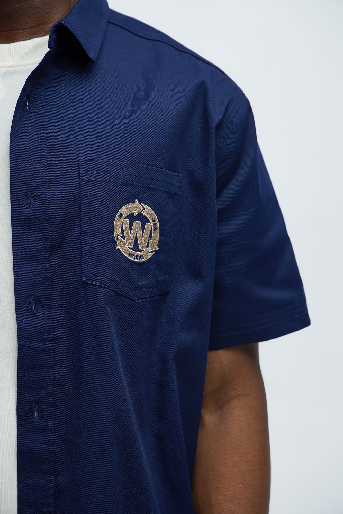 In The Works Short Sleeve Button Up Shirt - Navy image 7