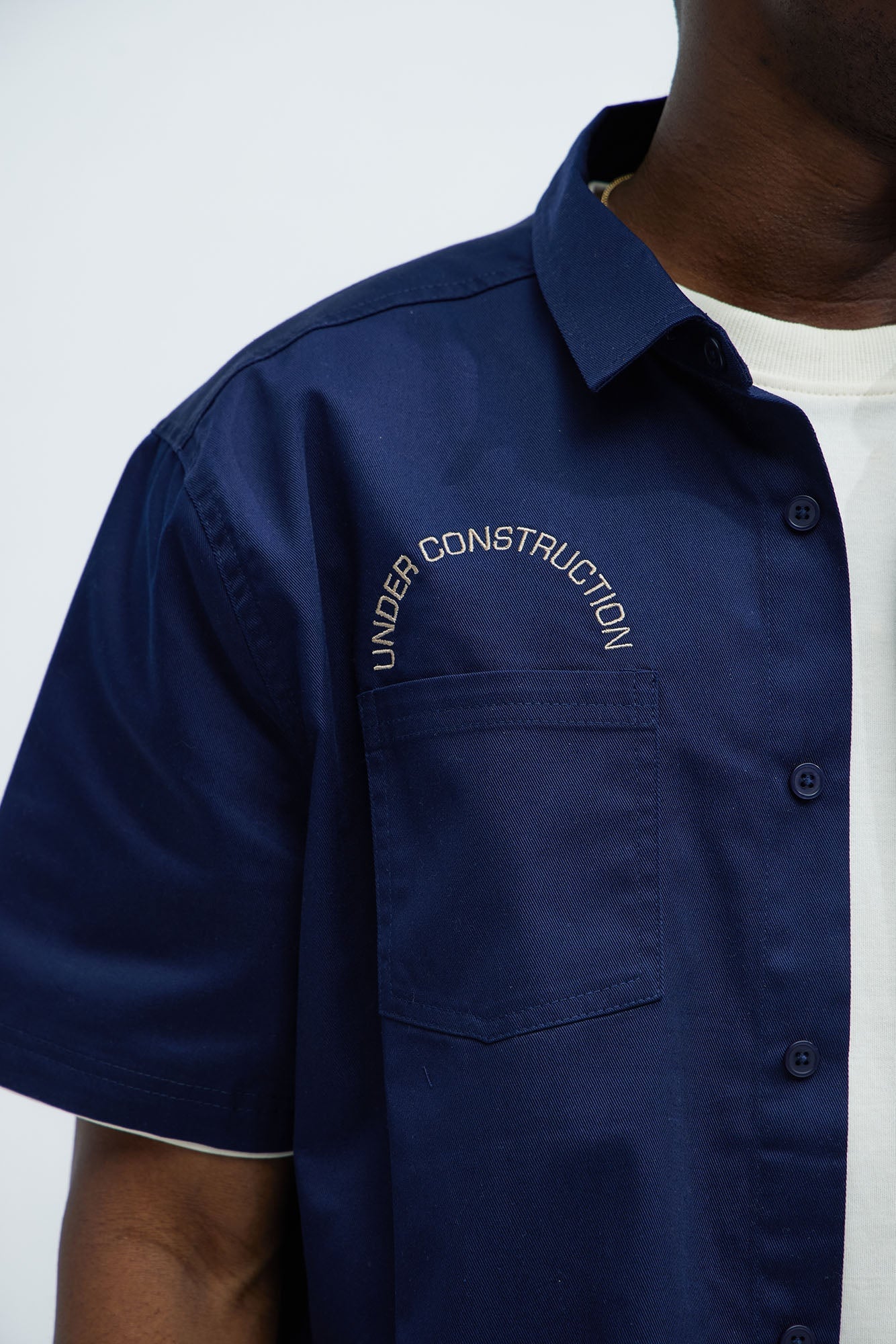 In The Works Short Sleeve Button Up Shirt - Navy image 8
