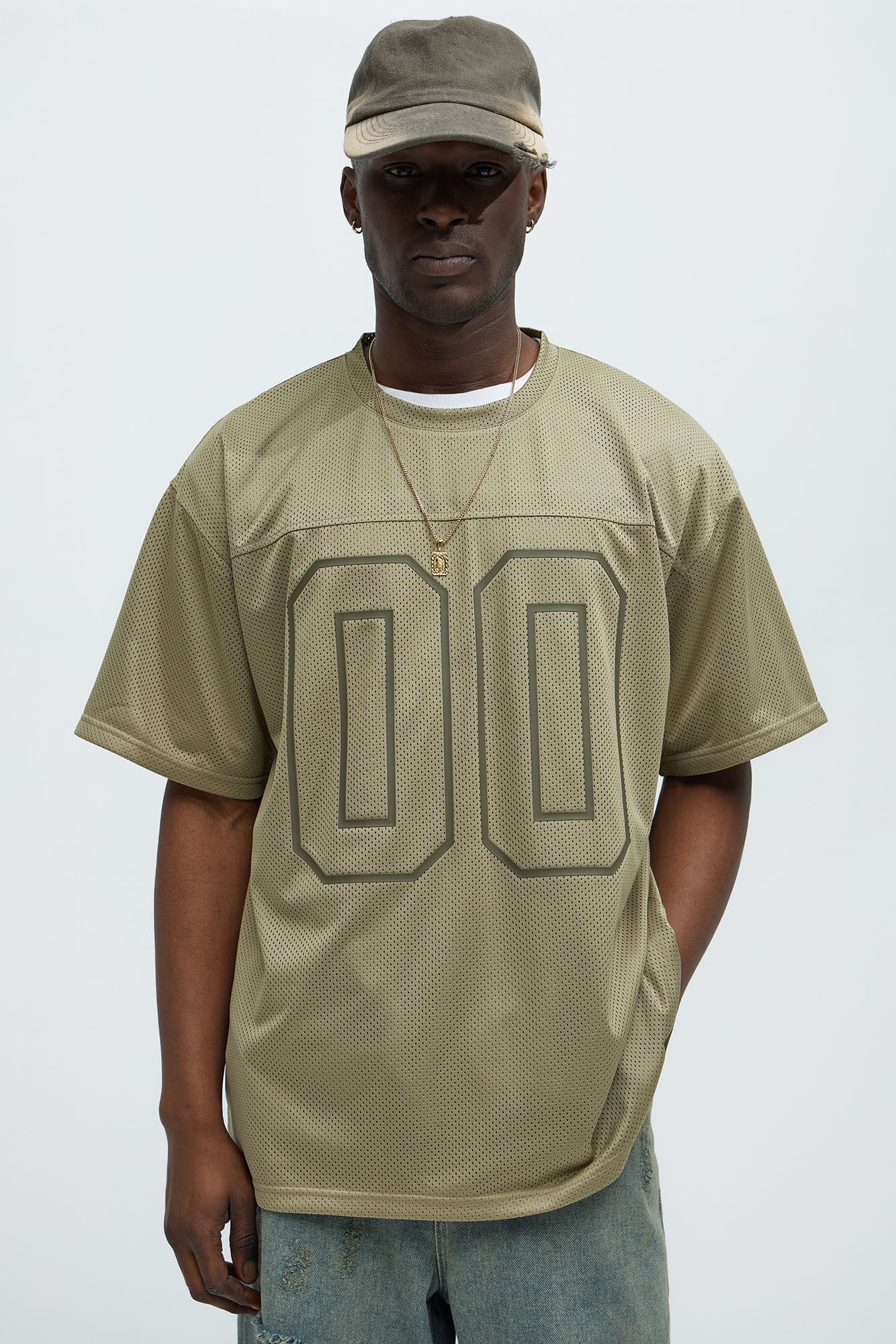 Mesh Boxy Football Short Sleeve Tee - Olive image 5