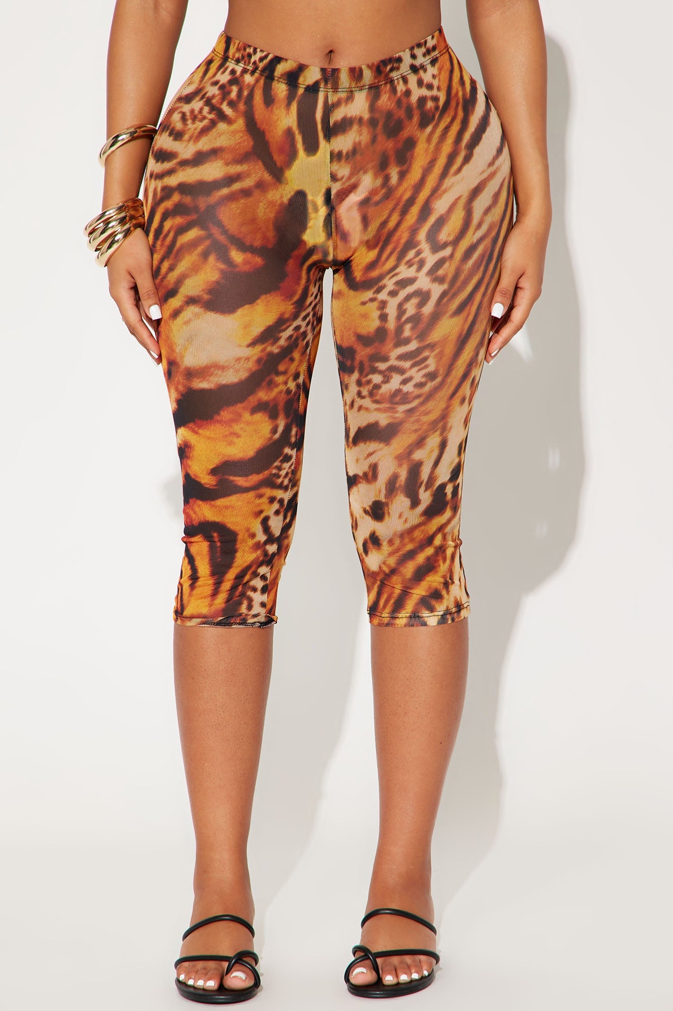That's Hot Leopard Print Mesh Capri Legging - Brown image 5