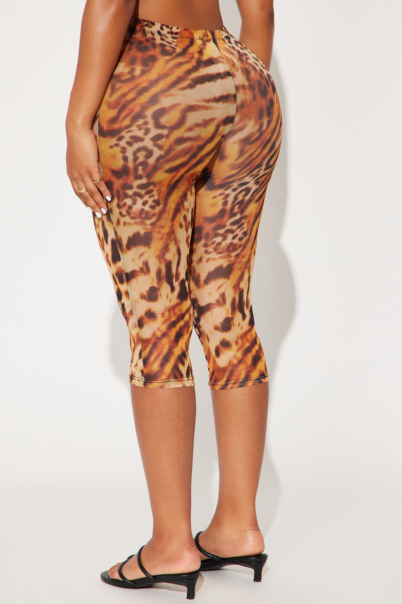 That's Hot Leopard Print Mesh Capri Legging - Brown image 6