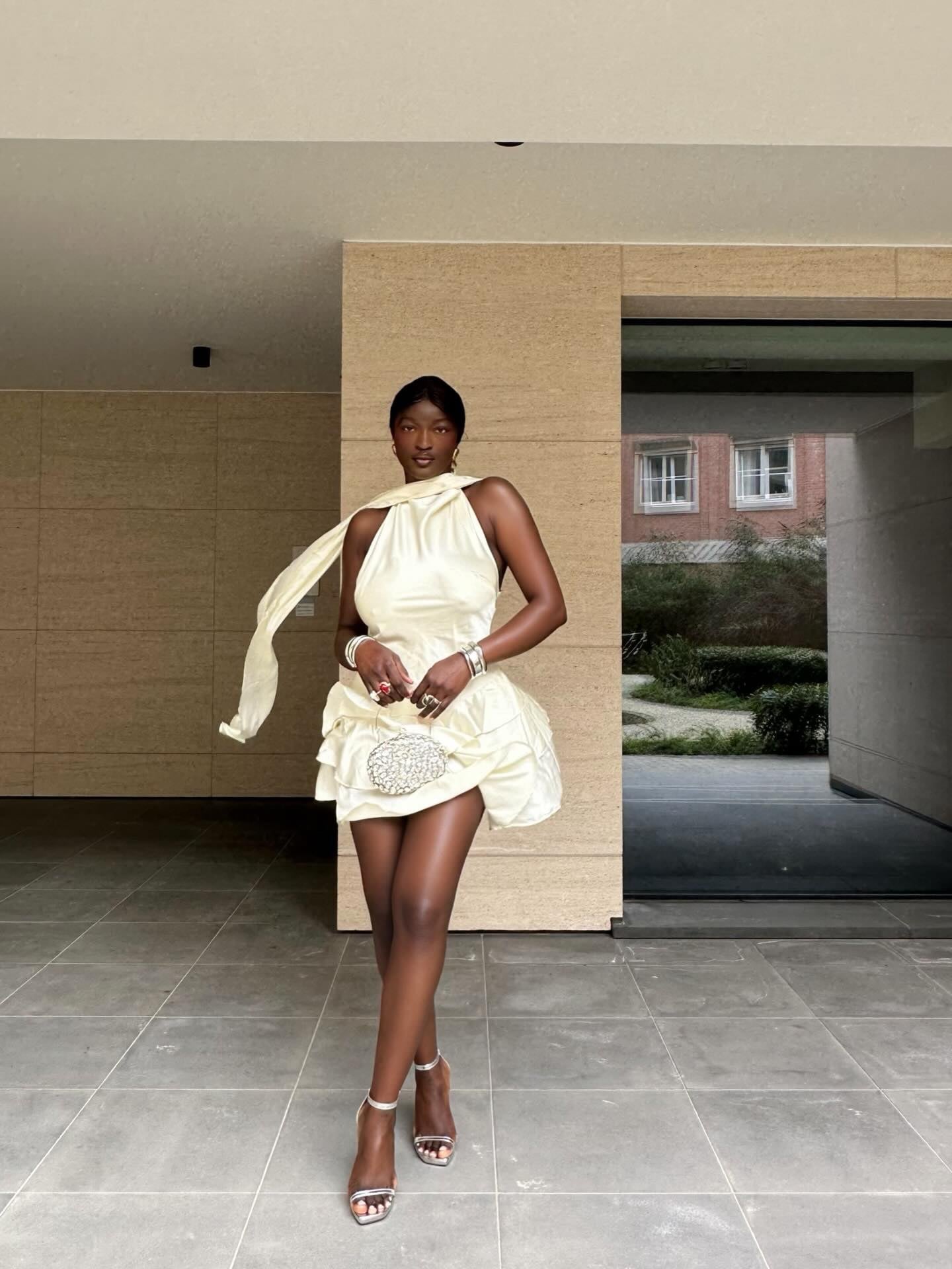 Love Struck Satin Mini Dress - Off White image 6