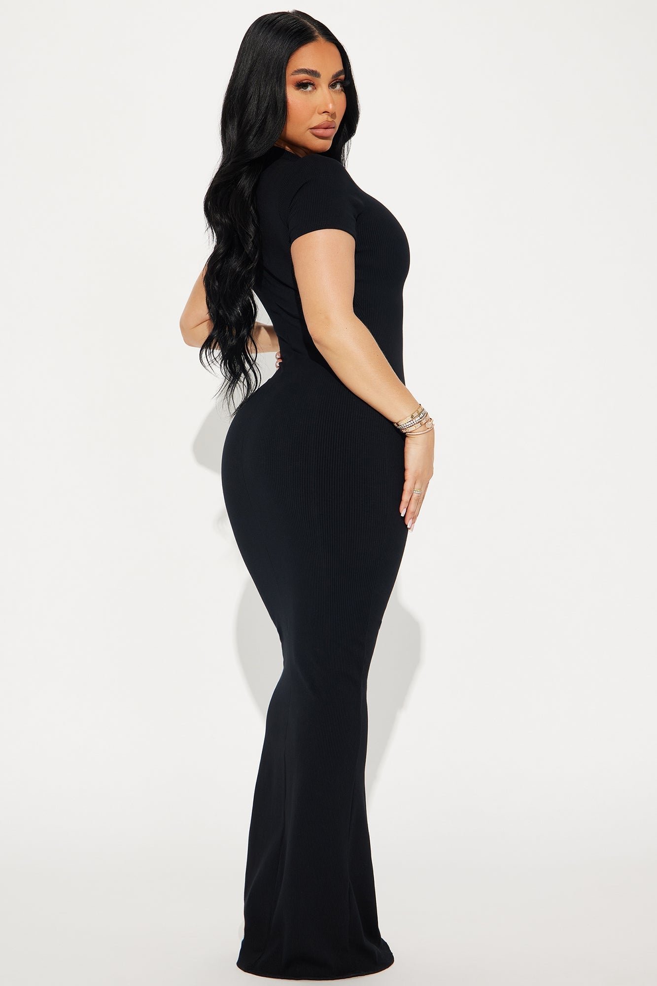Cora Snatched Maxi Dress - Black image 6