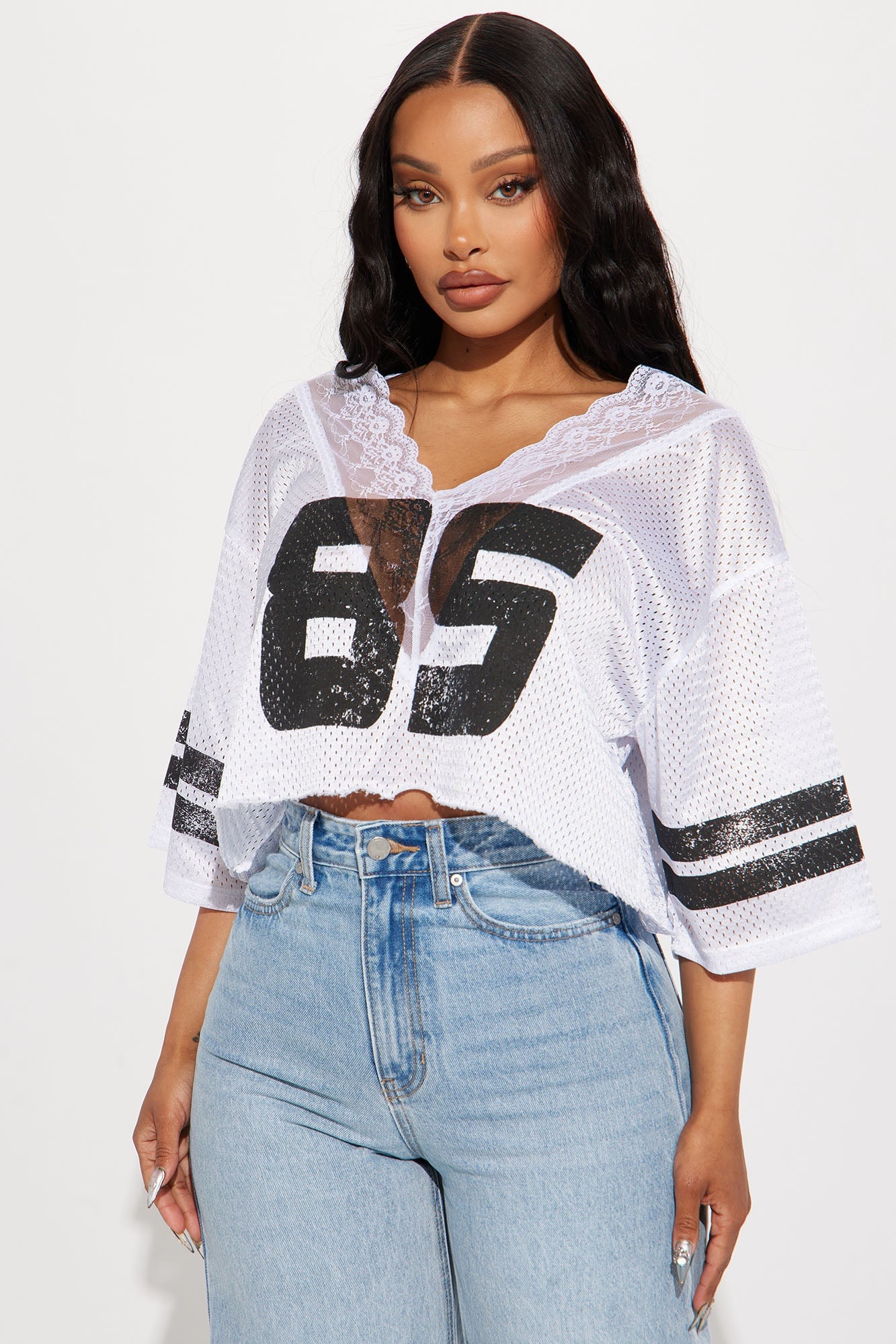 Lucky 85 Lace Jersey Tee - White image 4