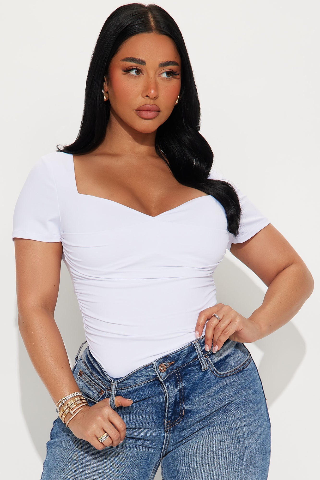 Genevieve Short Sleeve Bodysuit - White image 7